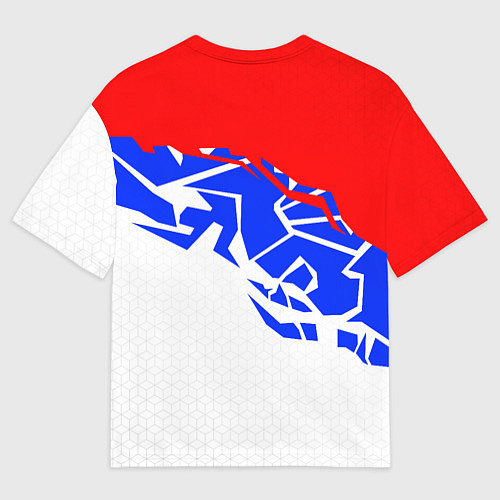 Мужская футболка оверсайз Россия- астрактивный триколор / 3D-принт – фото 2