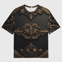 Футболка оверсайз мужская Объемные темные золотые узоры, цвет: 3D-принт