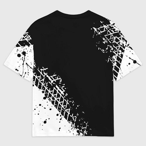 Мужская футболка оверсайз Тойота: следы от шин / 3D-принт – фото 2