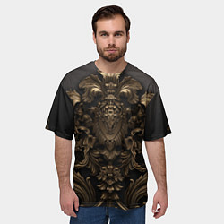 Футболка оверсайз мужская Золотистая корона и узоры, цвет: 3D-принт — фото 2