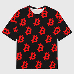 Футболка оверсайз мужская Bitcoin red logo money, цвет: 3D-принт