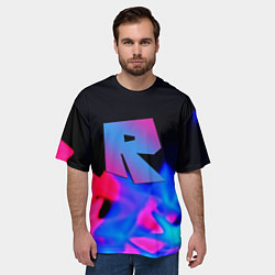 Футболка оверсайз мужская Roblox neon flame, цвет: 3D-принт — фото 2