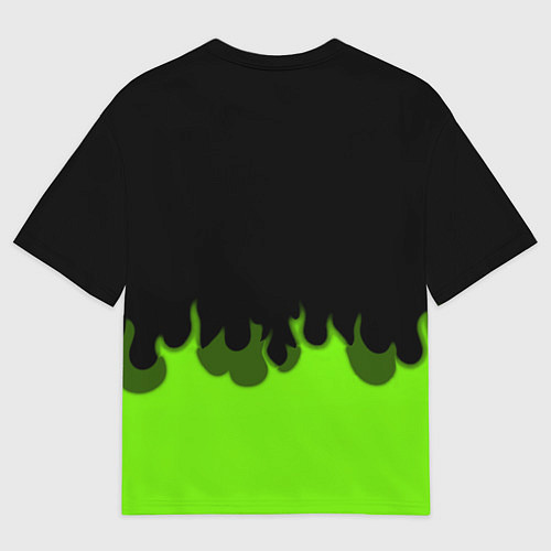 Мужская футболка оверсайз Xbox green fire / 3D-принт – фото 2