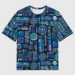 Футболка оверсайз мужская Этнический неоновый орнамент, цвет: 3D-принт