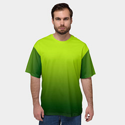 Футболка оверсайз мужская Яркий зеленый градиентный комбинированный узор, цвет: 3D-принт — фото 2