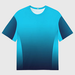 Мужская футболка оверсайз Яркий голубой с синим градиент комбинированный кро