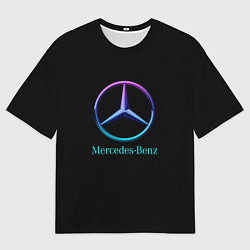 Футболка оверсайз мужская Mercedes neon logo, цвет: 3D-принт