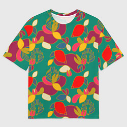 Футболка оверсайз мужская Ягодно-цветочная абстракция, цвет: 3D-принт