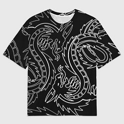 Футболка оверсайз мужская Драконы татуировки самураи, цвет: 3D-принт