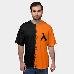 Футболка оверсайз мужская Half life краски оранж, цвет: 3D-принт — фото 2