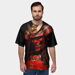 Футболка оверсайз мужская Демон самурай Они - красный, цвет: 3D-принт — фото 2