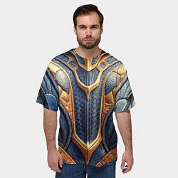 Футболка оверсайз мужская Темная кожаная броня с желтой оплеткой, цвет: 3D-принт — фото 2