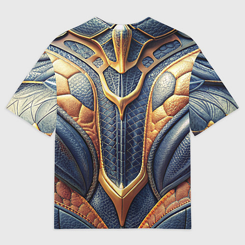 Мужская футболка оверсайз Темная кожаная броня с желтой оплеткой / 3D-принт – фото 2