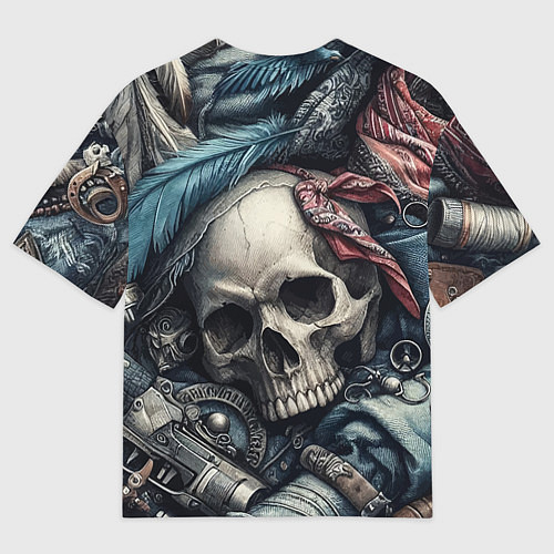Мужская футболка оверсайз Коллаж винтажный с черепом - нейроарт / 3D-принт – фото 2