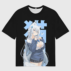 Футболка оверсайз мужская Нэко Чан, цвет: 3D-принт