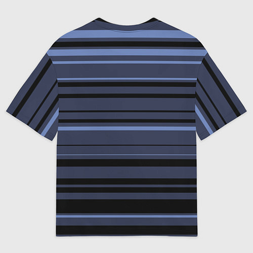 Мужская футболка оверсайз В полоску тёмно-синий / 3D-принт – фото 2
