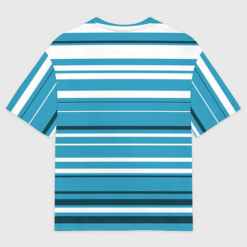 Мужская футболка оверсайз Бело-голубой в полоску / 3D-принт – фото 2