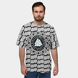 Футболка оверсайз мужская Символика валькнут и руны, цвет: 3D-принт — фото 2