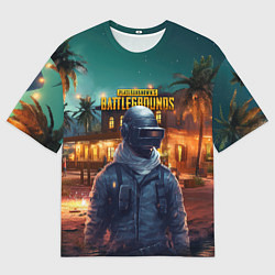 Мужская футболка оверсайз PUBG персонаж в городе