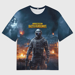 Футболка оверсайз мужская PUBG персонаж в ночном городе, цвет: 3D-принт