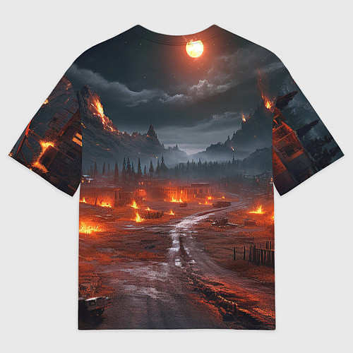 Мужская футболка оверсайз Женский PUBG девушка в огне / 3D-принт – фото 2
