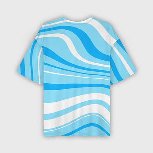 Мужская футболка оверсайз Бело-голубой волистые линии / 3D-принт – фото 2