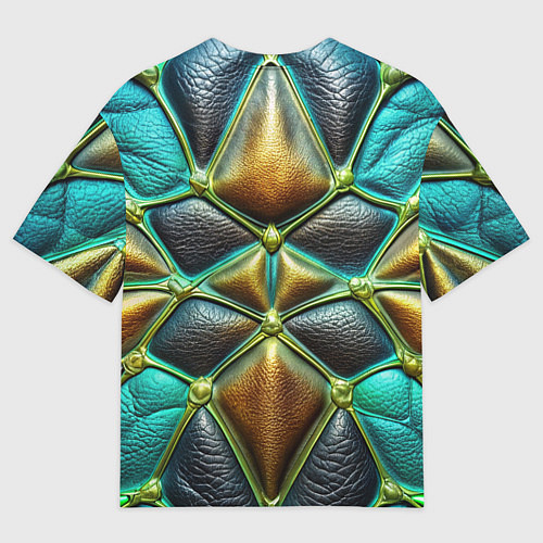 Мужская футболка оверсайз Объемная футуристичная объемная текстура из кожи / 3D-принт – фото 2