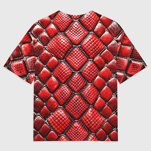 Мужская футболка оверсайз Змеиная объемная текстурная красная кожа / 3D-принт – фото 2