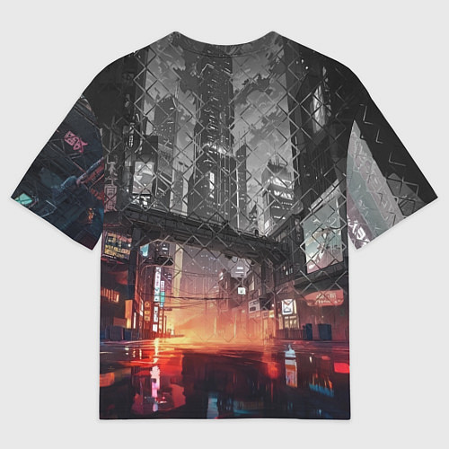 Мужская футболка оверсайз Спорткар на ночной улице / 3D-принт – фото 2