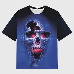 Футболка оверсайз мужская Череп разъяренный кричащий - blue skull, цвет: 3D-принт
