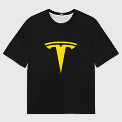Мужская футболка оверсайз Tesla yellow