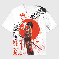 Мужская футболка оверсайз Женщина самурай