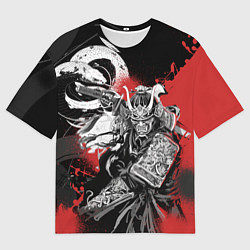 Мужская футболка оверсайз Самурай змей