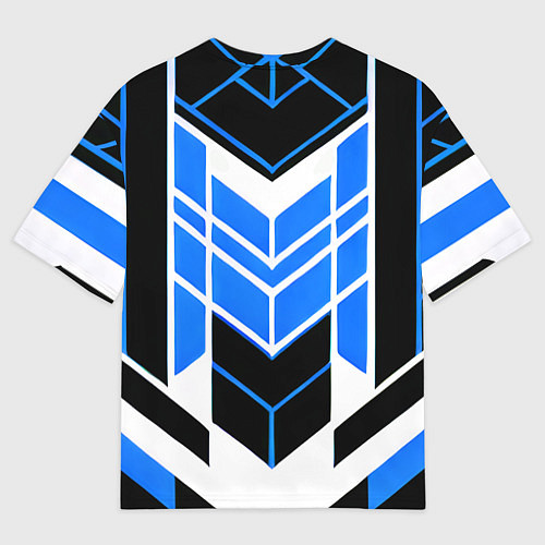 Мужская футболка оверсайз Blue and black stripes on a white background / 3D-принт – фото 2