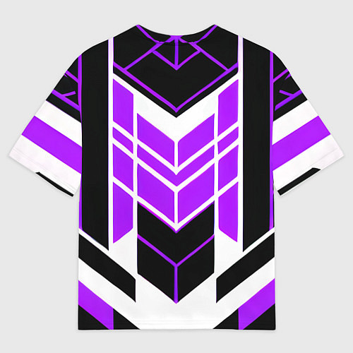 Мужская футболка оверсайз Purple and black stripes on a white background / 3D-принт – фото 2