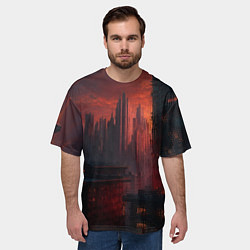 Футболка оверсайз мужская Футуристичный вечерний пейзаж, цвет: 3D-принт — фото 2