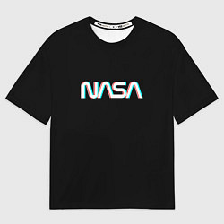 Футболка оверсайз мужская NASA glitch, цвет: 3D-принт