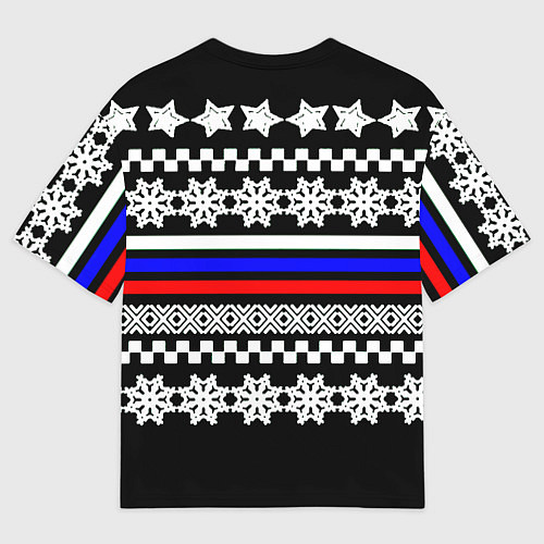 Мужская футболка оверсайз Rusiia winter pattern / 3D-принт – фото 2