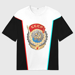 Мужская футболка оверсайз Герб РФ текстура