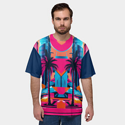 Футболка оверсайз мужская Пальмы среди небоскребов, цвет: 3D-принт — фото 2