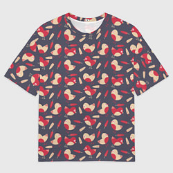 Мужская футболка оверсайз Паттерн с птицами и перьями