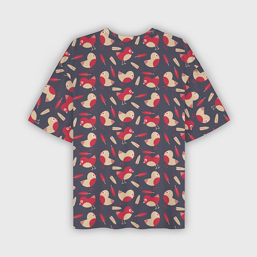 Мужская футболка оверсайз Паттерн с птицами и перьями / 3D-принт – фото 2