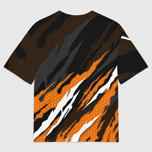 Мужская футболка оверсайз KTM - Рваный гексагон / 3D-принт – фото 2