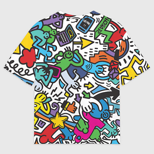 Мужская футболка оверсайз Странные разноцветные человечки / 3D-принт – фото 2