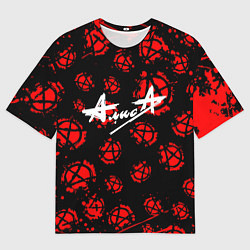 Футболка оверсайз мужская Алиса рок паттерн анархия, цвет: 3D-принт