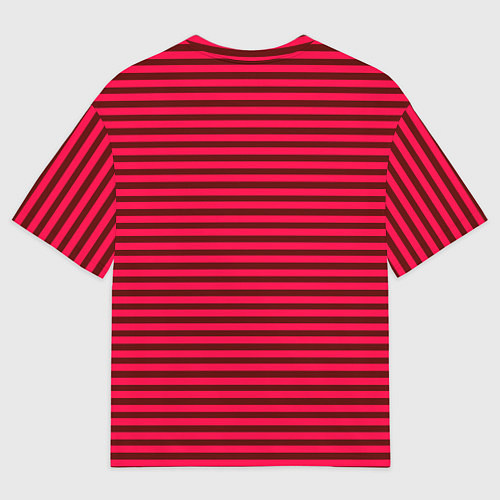 Мужская футболка оверсайз Красно-розовый яркий полосатый / 3D-принт – фото 2