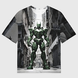 Футболка оверсайз мужская Массивный зелёный робот, цвет: 3D-принт