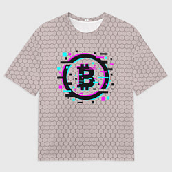 Мужская футболка оверсайз Биткоин символ - сетка