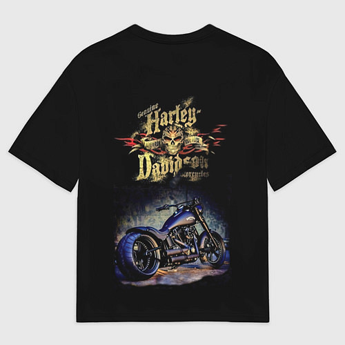 Мужская футболка оверсайз Харлей Дэвидсон дорога позади / 3D-принт – фото 2