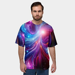 Футболка оверсайз мужская Неоновая абстракция - нейросеть, цвет: 3D-принт — фото 2